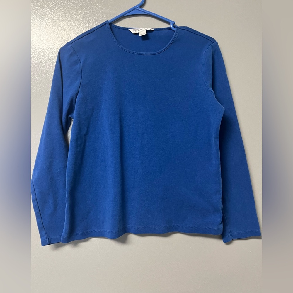 Pendleton Royal Solid Blue Long Sleeved Shirt Top… - image 1